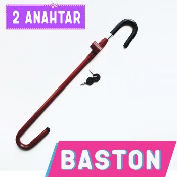 Baston Oto Güvenlik Debriyaj Pedal Direksiyon Kilidi 2 Anahtar