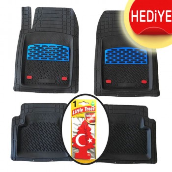 Safir Krom Mavi Oto Kauçuk Paspas Derin Kesilebilir+Koku Hediyeli